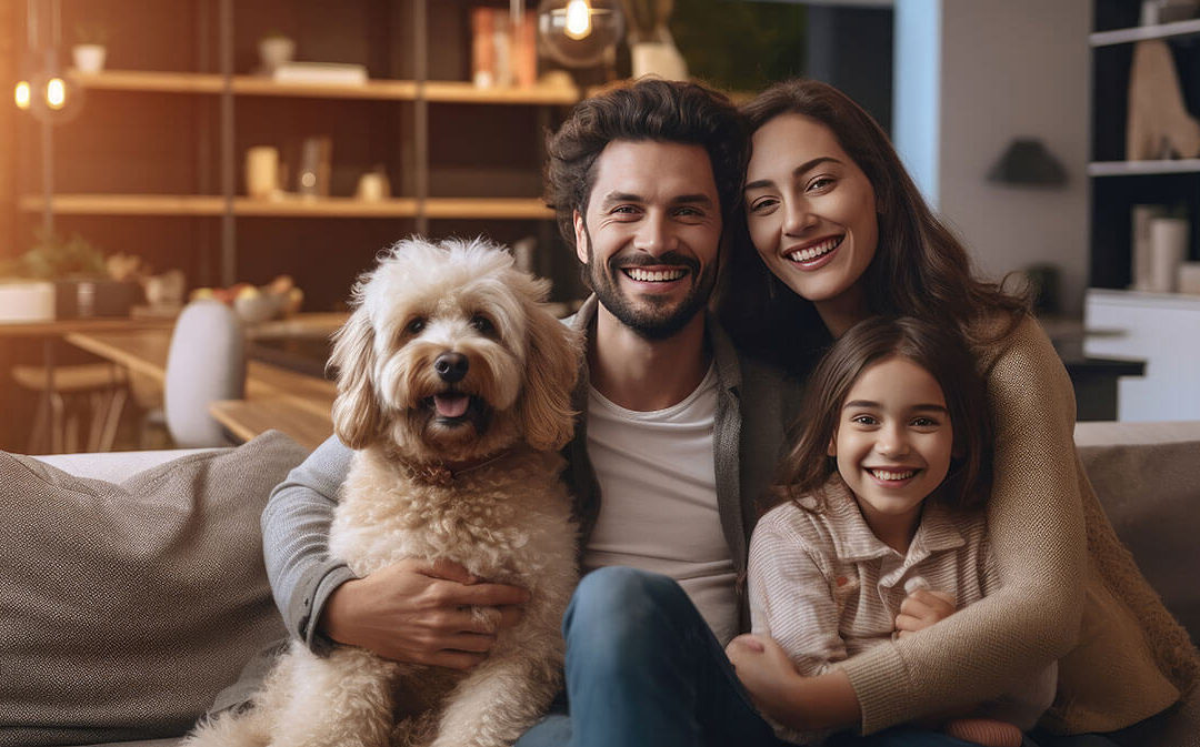 Cheerful family on sofa