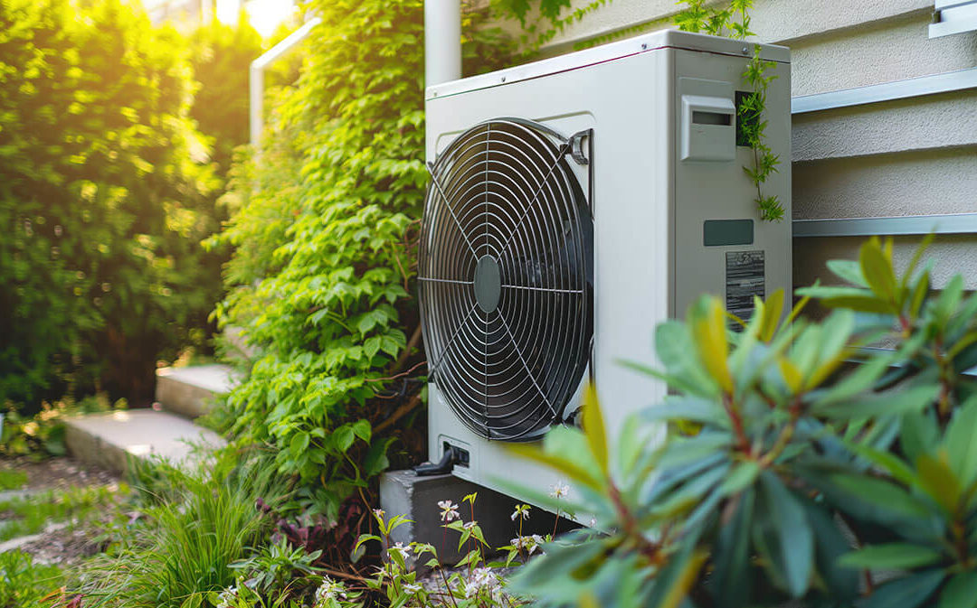 Closeup ductless mini split of the air conditioner