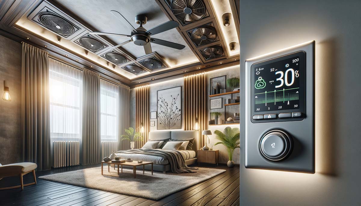 Room with Efficient Heating and Cooling System